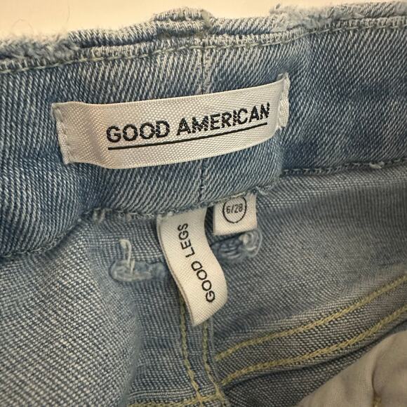 Good American Women's Good Leg Light Wash Skinny Jeans Raw Hem Size 6 28 - Picture 9 of 13